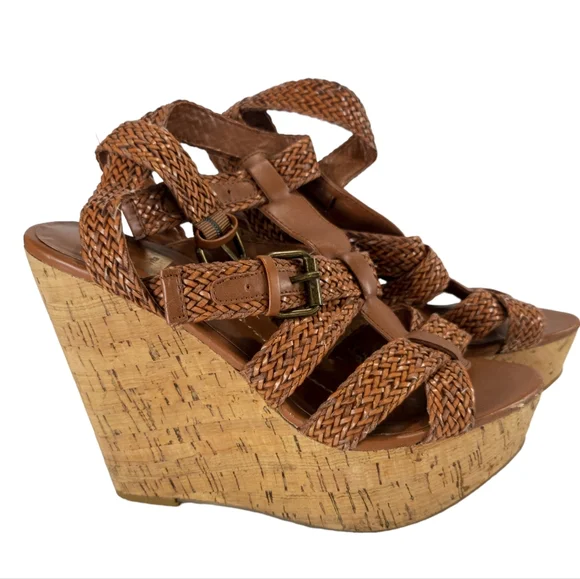 Dolce Vita Tan Strappy Wedge Sandals -8.5 - Picture 3 of 4